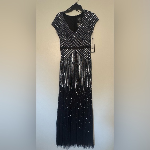 Adrianna Papell Black and Silver Strapless Cocktail Gown - Picture 1 of 9